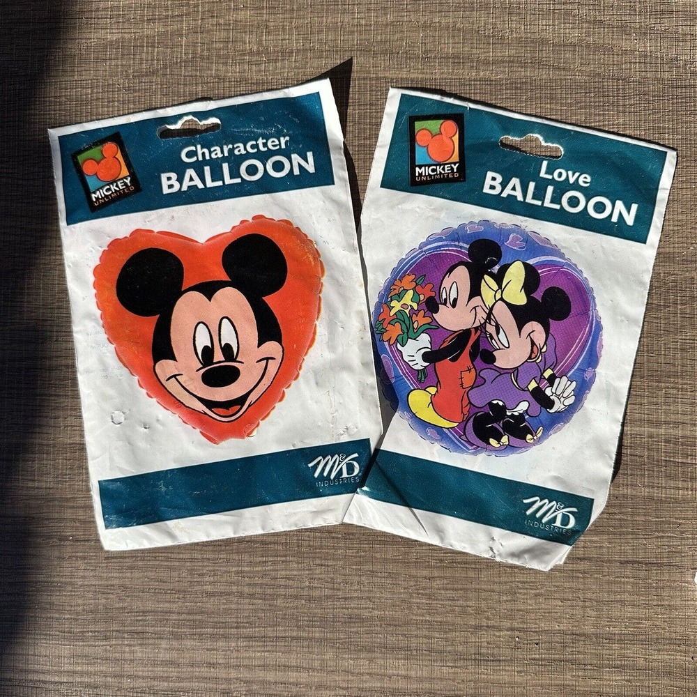 Vtg Mickey Unlimited Mickey Minnie Mouse I Love You Character Balloon Helium Nos